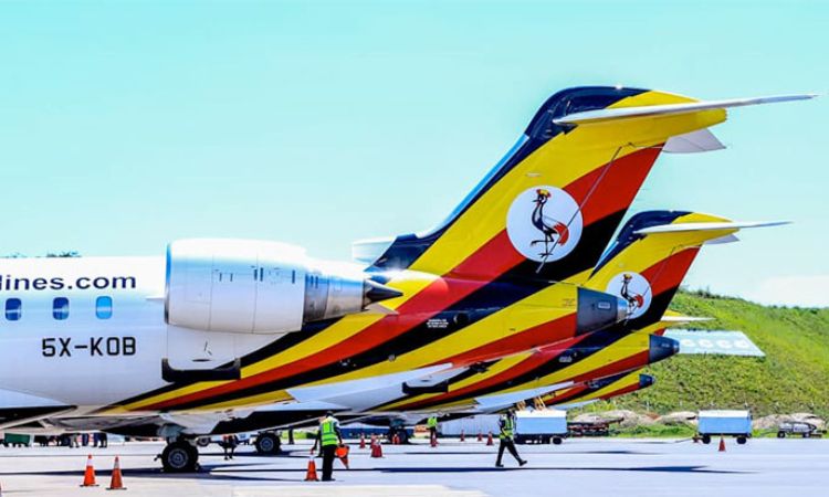 Uganda Airlines' planes at Entebbe International Airport